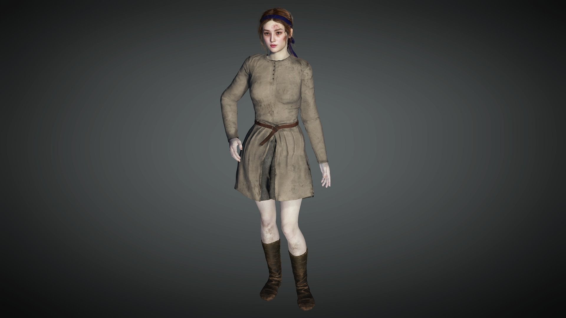 AAA Medieval Female Character 03 Low-poly 3D model_4