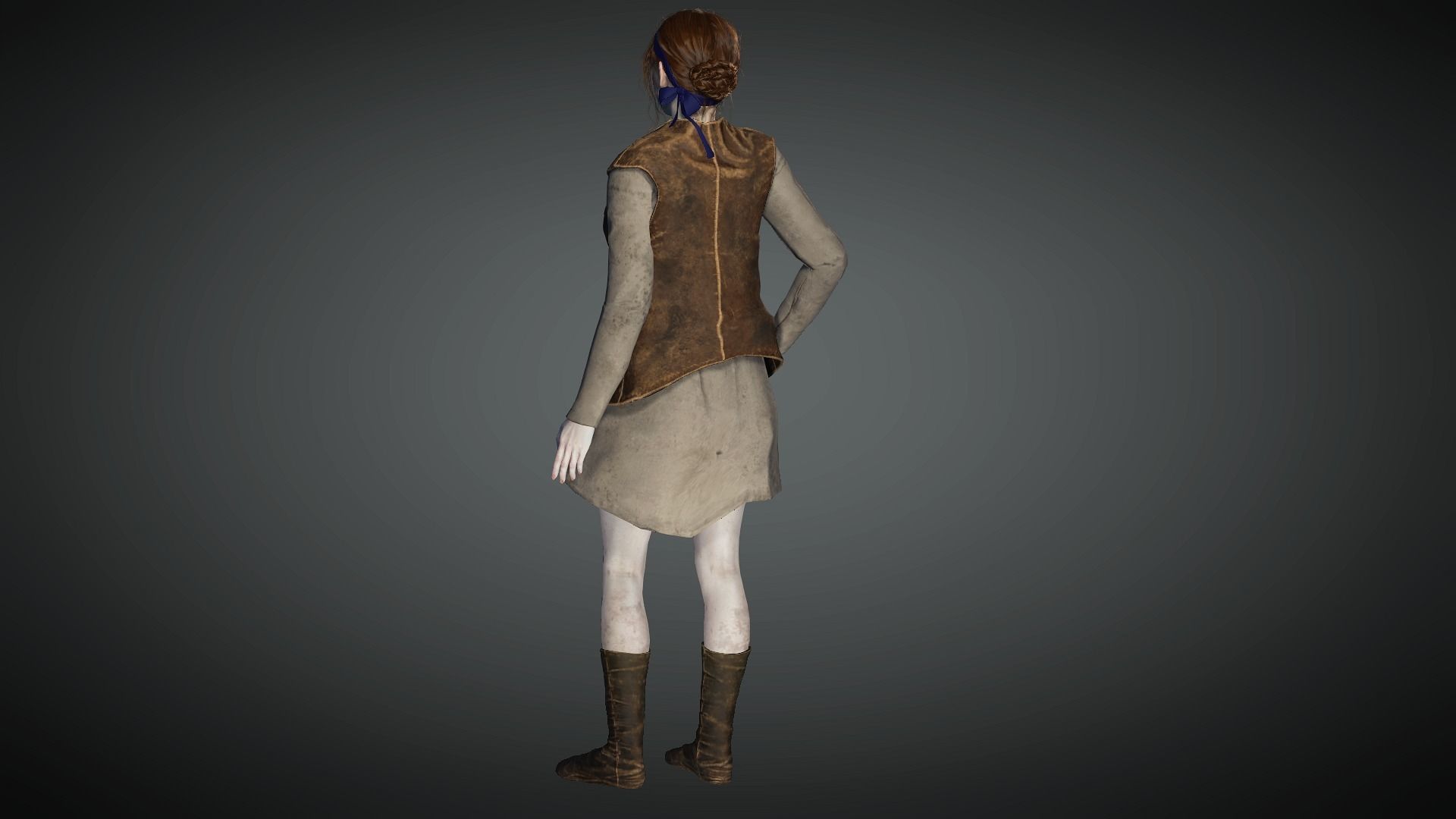 AAA Medieval Female Character 03 Low-poly 3D model_8