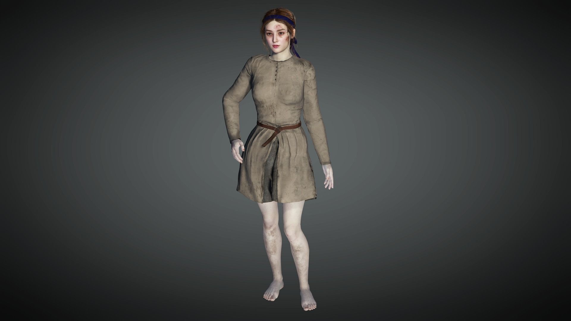 AAA Medieval Female Character 03 Low-poly 3D model_5