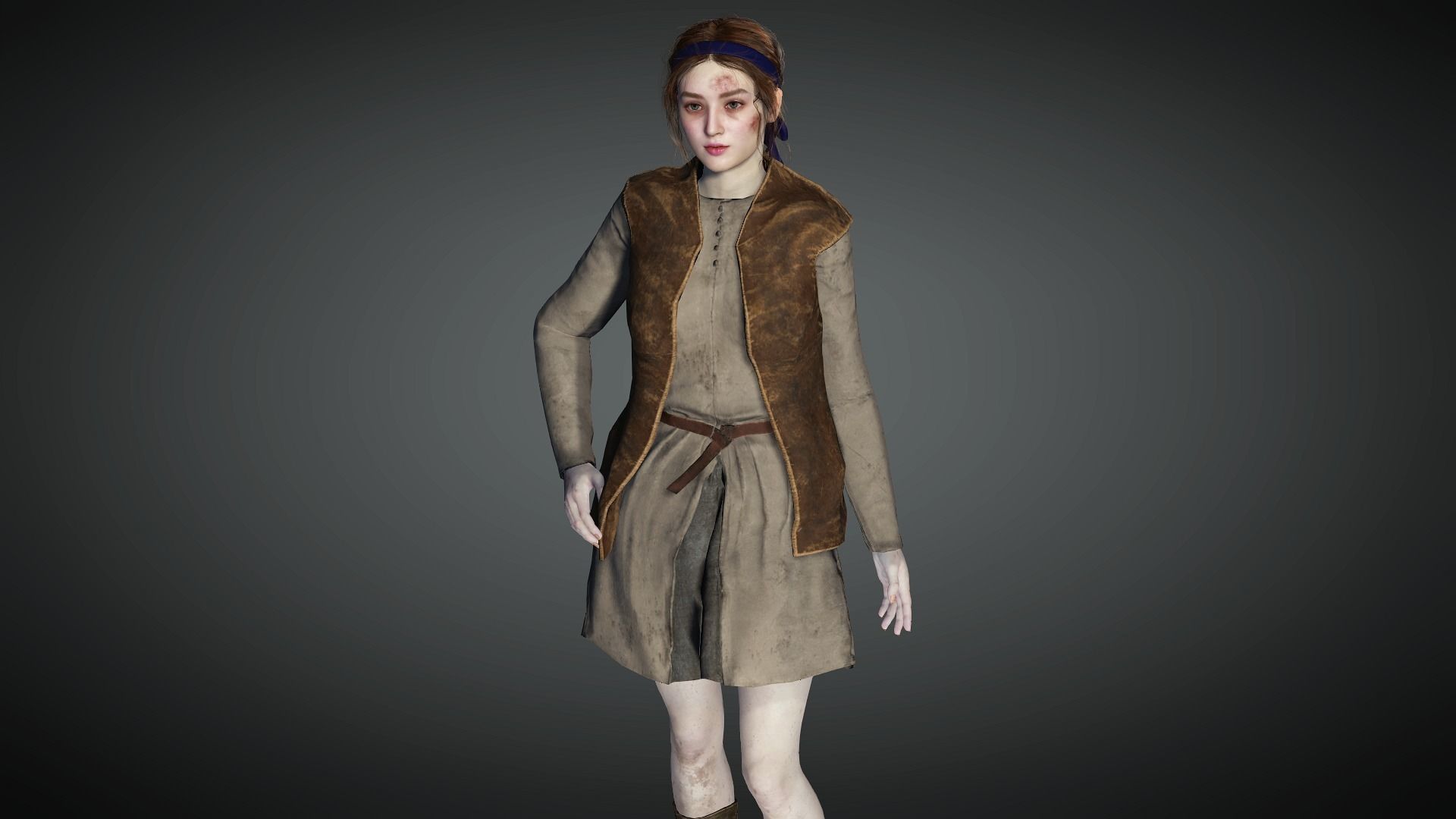 AAA Medieval Female Character 03 Low-poly 3D model_1