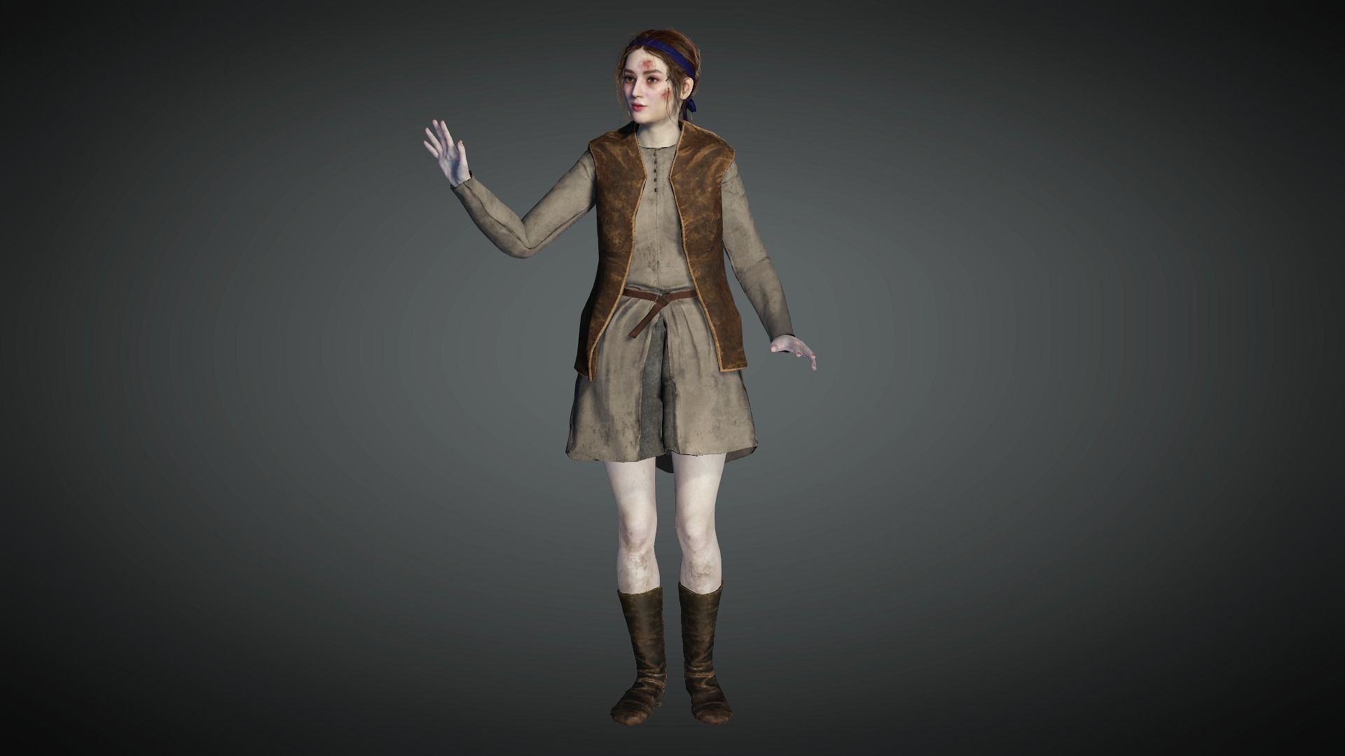 AAA Medieval Female Character 03 Low-poly 3D model_13