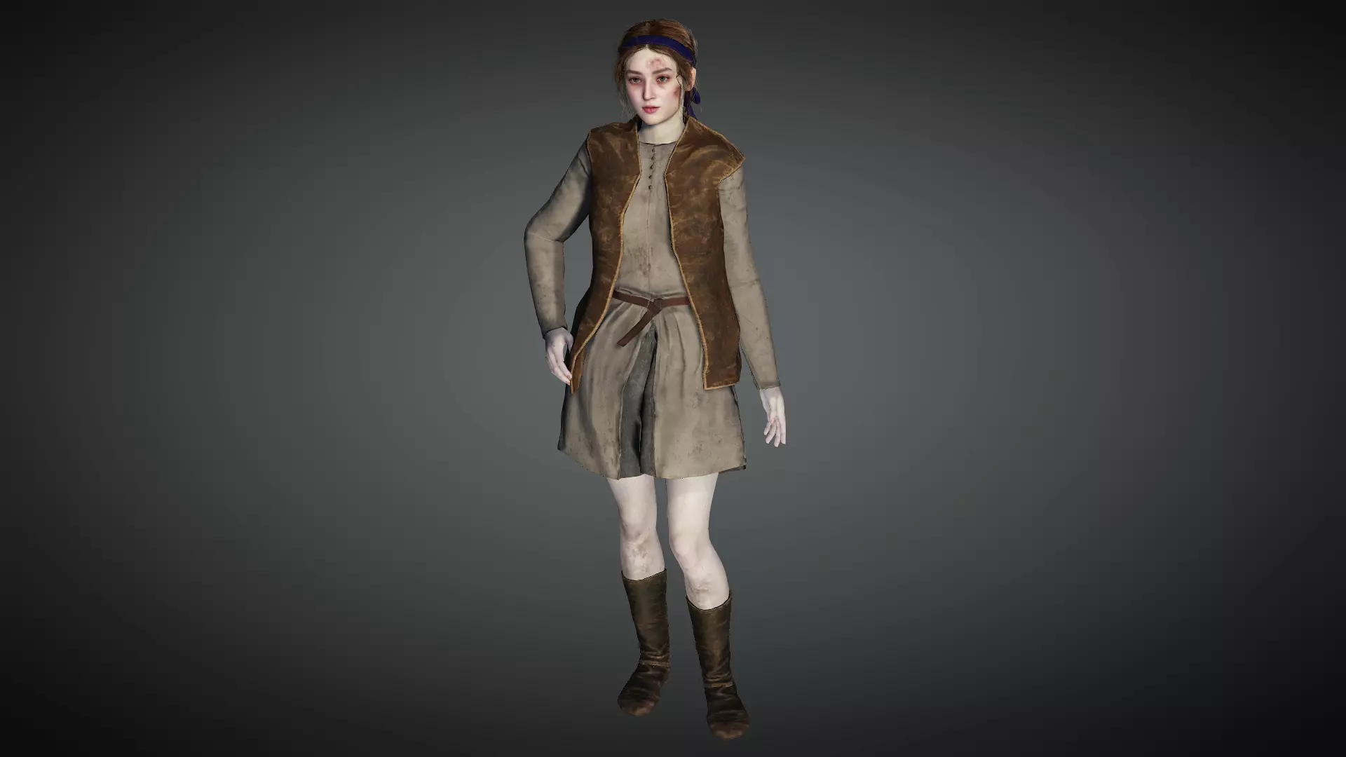 AAA Medieval Female Character 03 Low-poly 3D model_0