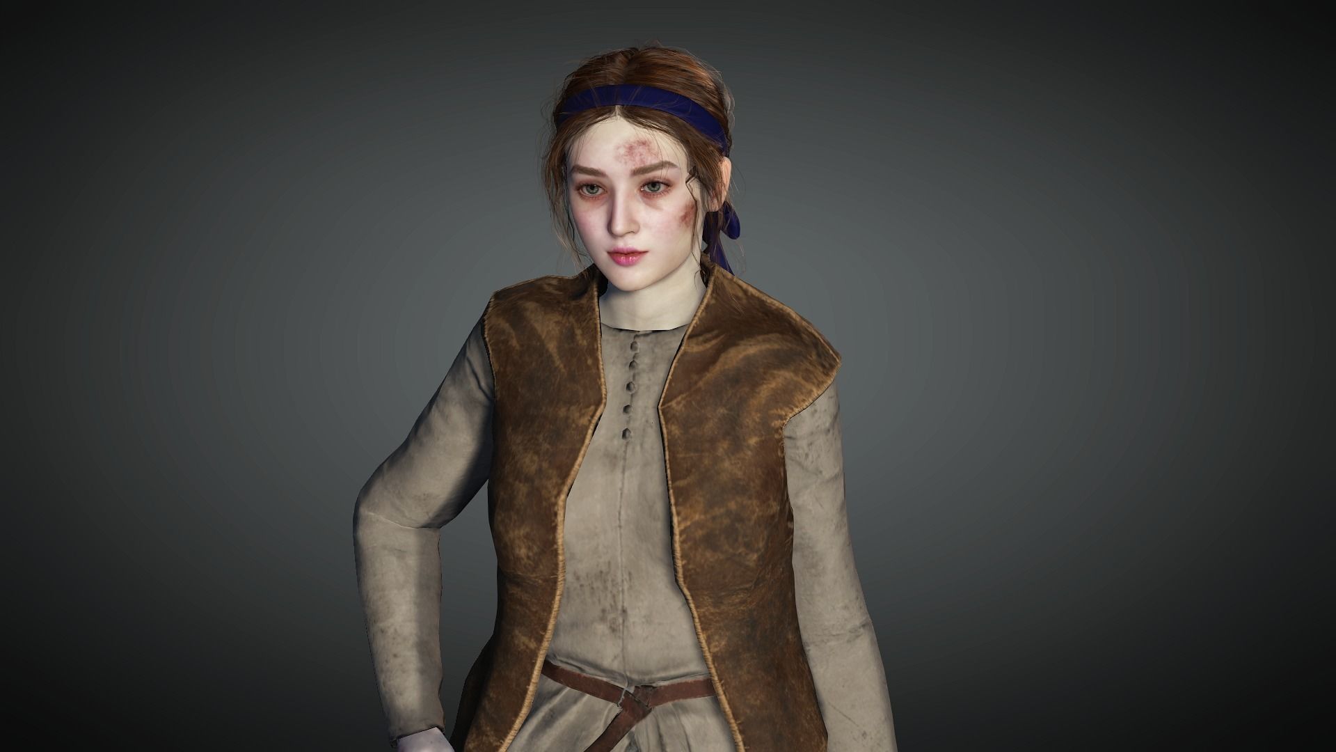 AAA Medieval Female Character 03 Low-poly 3D model_2