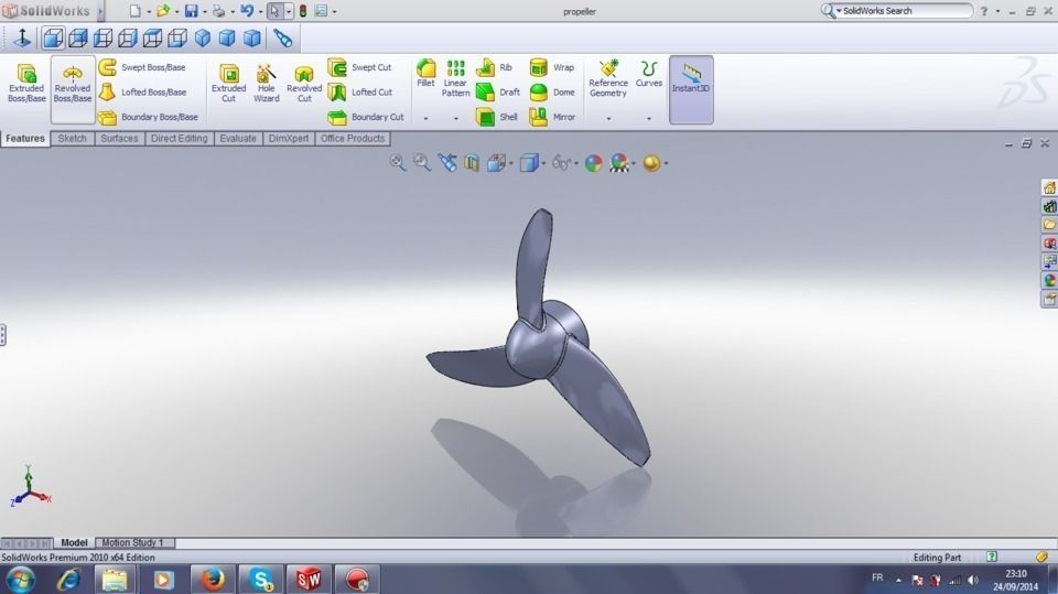 a propeller three propellers 3D model_1