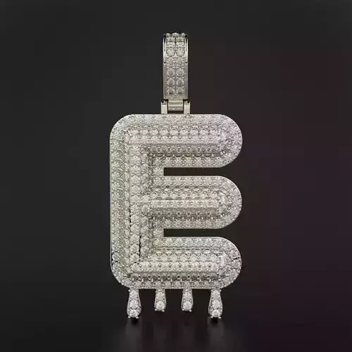 Bubble Letter E with Drip Pendant 3D print model