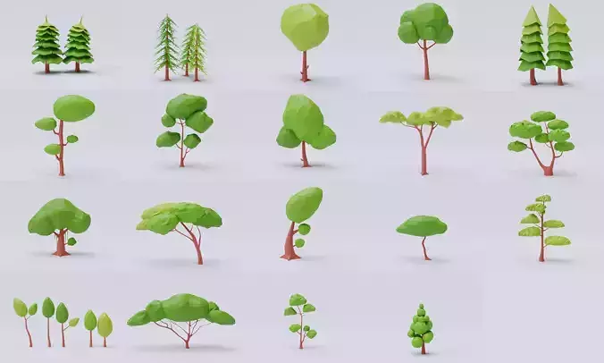 Low Poly Tree Pack Low-poly 3D model