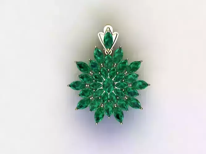 Pendant emerald flower