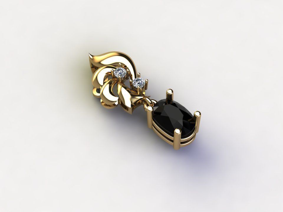 Pendant onyx and diamond 3D model_2