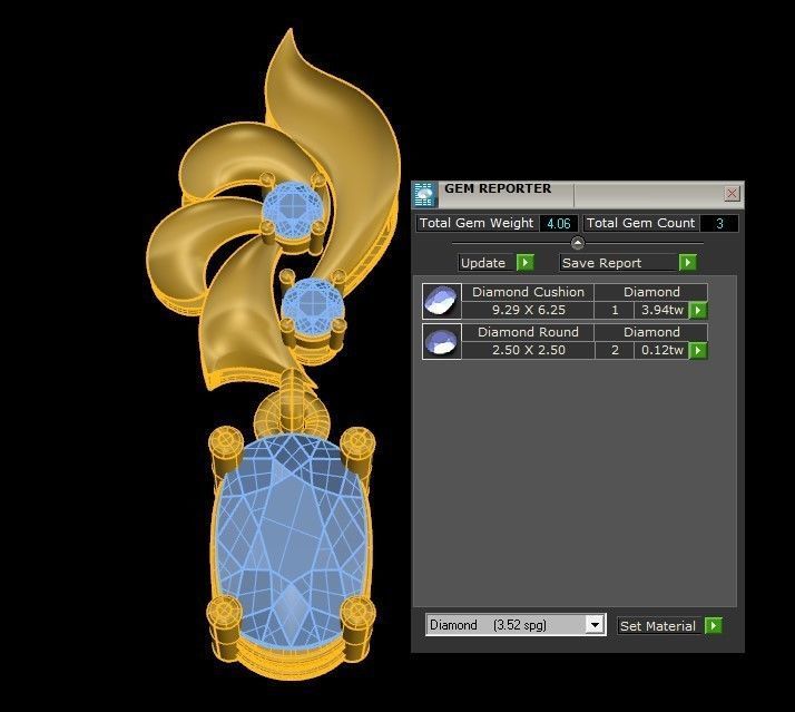 Pendant onyx and diamond 3D model_1