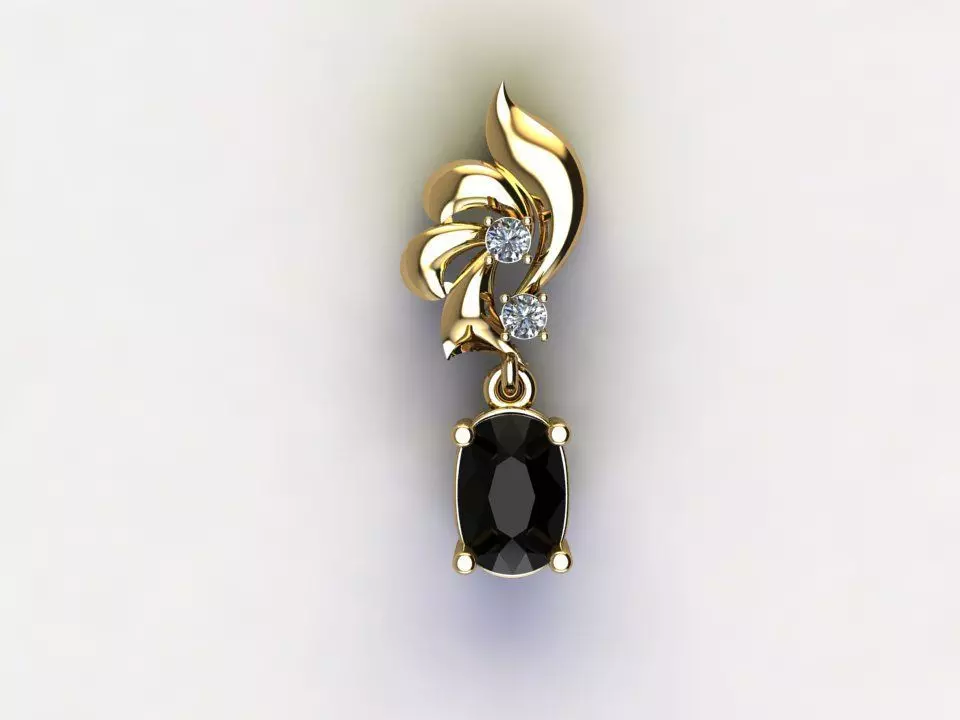Pendant onyx and diamond 3D model_0