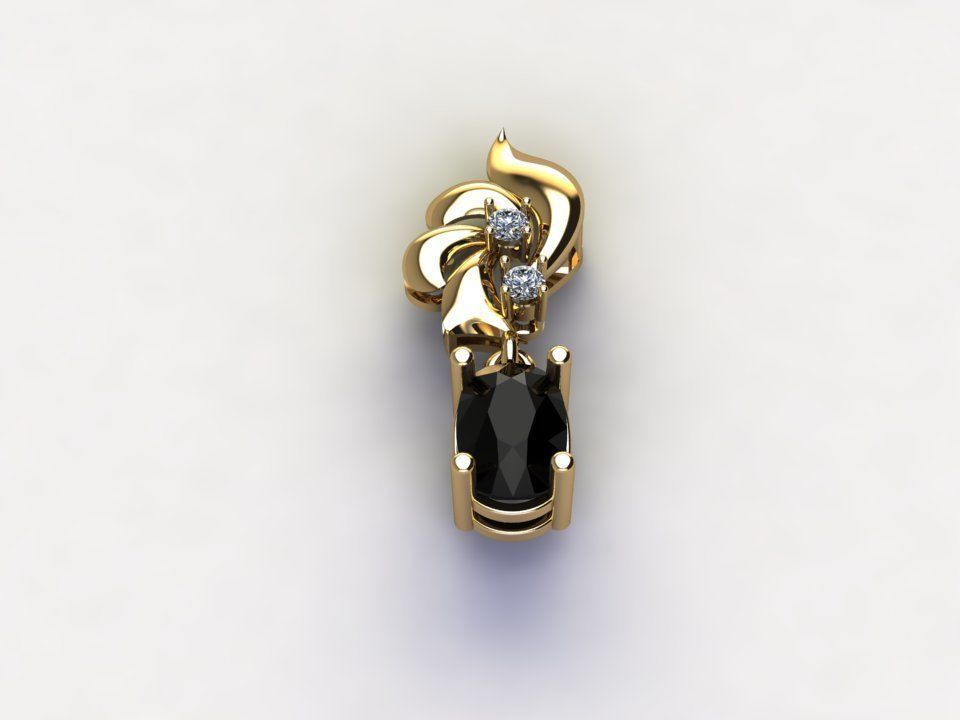 Pendant onyx and diamond 3D model_4