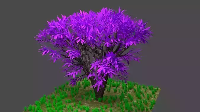 Low Poly Tree on grassy field Free low-poly 3D model