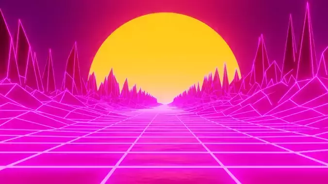 Retro 80 style animation and scene for wallpaper