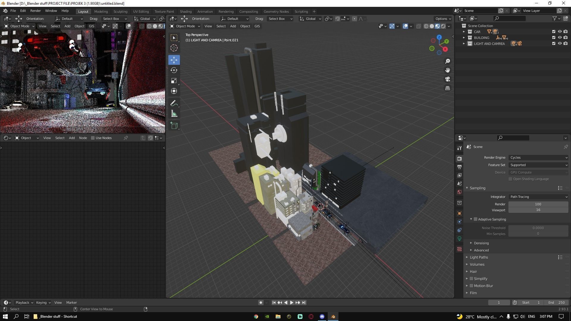 Cyber car and Cyber City landscape and scene Low-poly 3D model_6