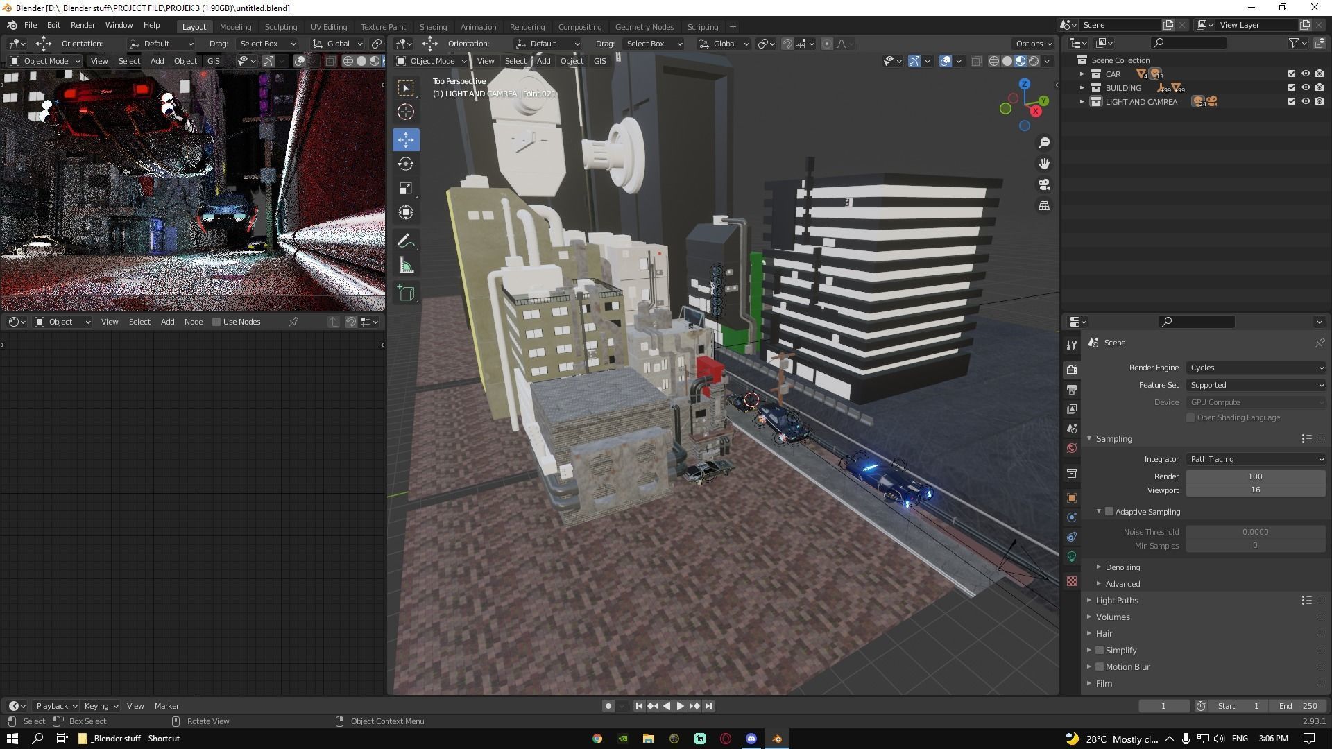 Cyber car and Cyber City landscape and scene Low-poly 3D model_1