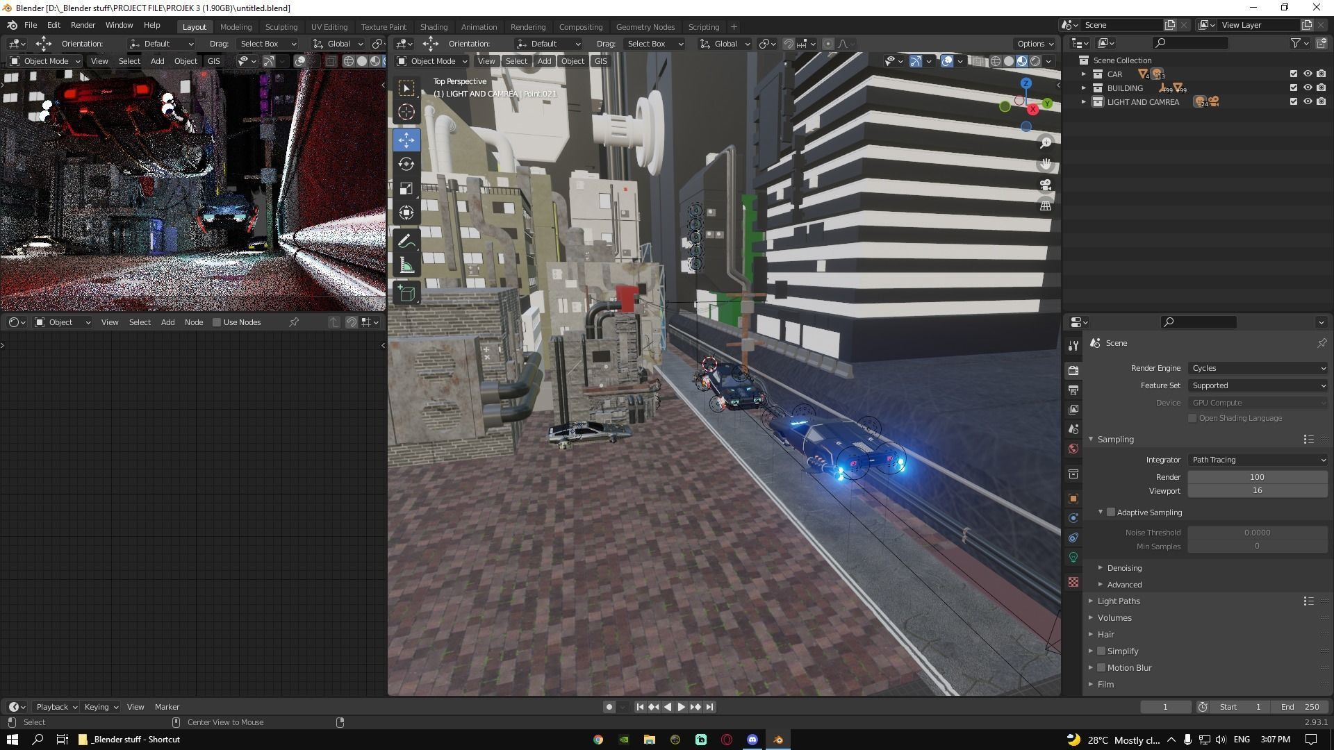 Cyber car and Cyber City landscape and scene Low-poly 3D model_4