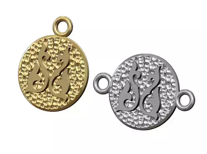 Double italian floral scroll pendant and bracelet charm 