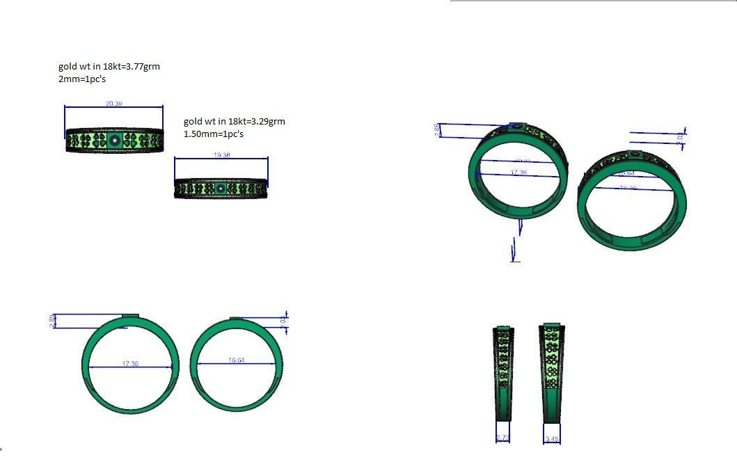 Flower Leaf Solitaire Couple Band Ring 3dm stl render detail 3D print model_12