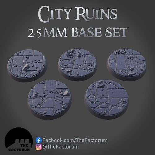 25mm City Ruins set stl file Supported 3D print model