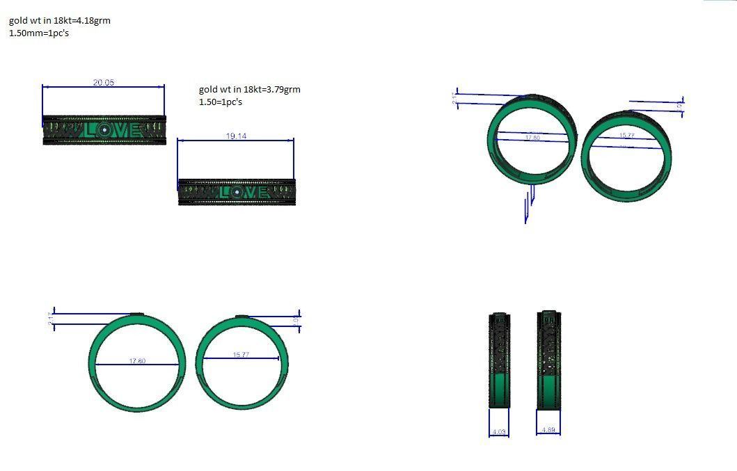 Solitaire Heart Love Valentine Couple Band Ring 3dm stl render 3D print model_12