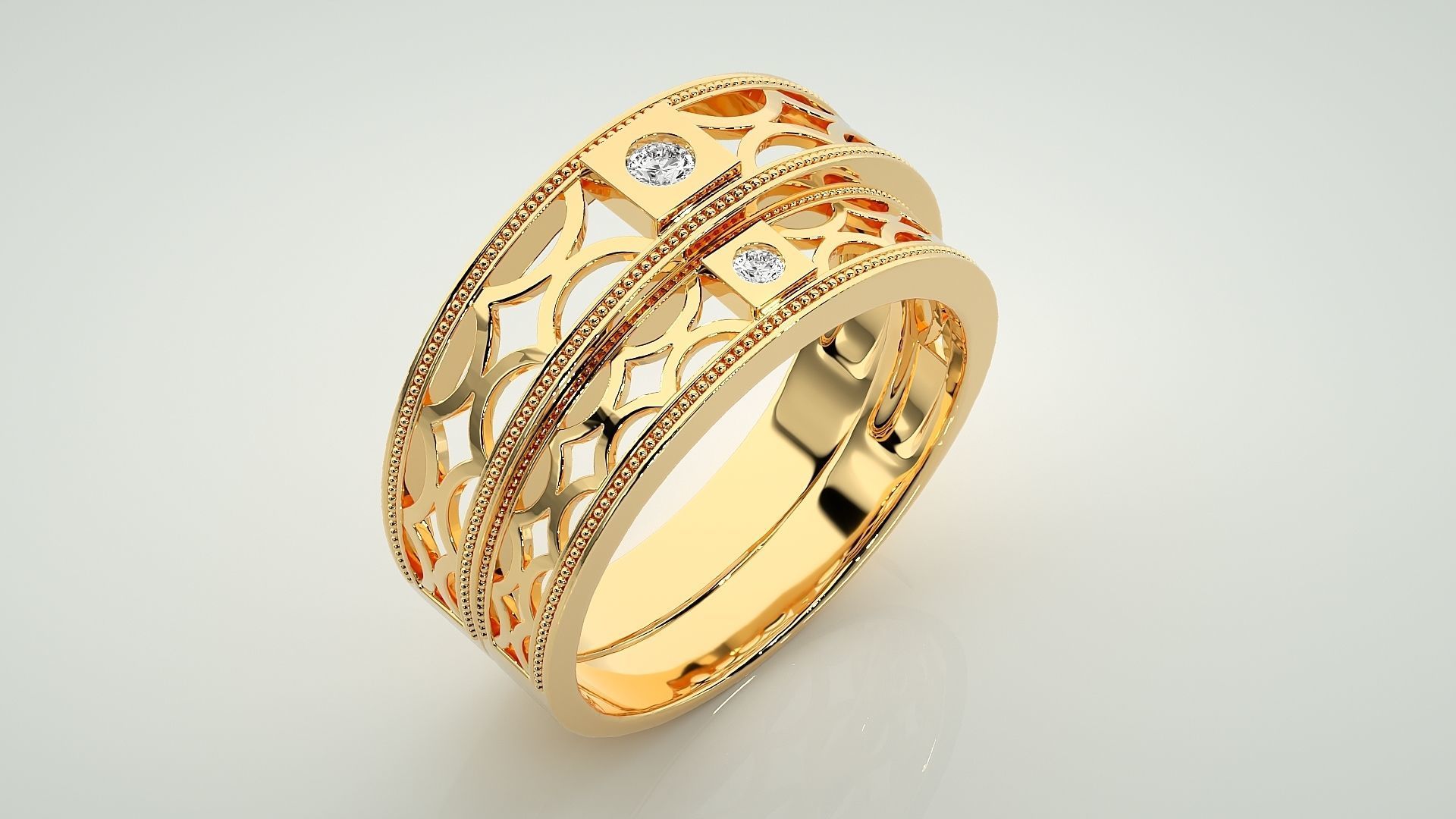 Solitaire Couple Band Ring 3dm stl render detail 3D print model_11