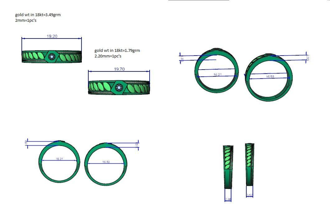 Geometric Two line Solitaire Couple Band Ring 3dm stl render 3D print model_12