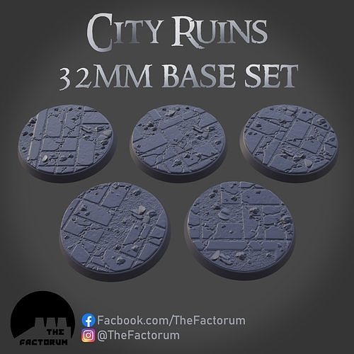 32mm City Ruins set Pre-supported 3D print model