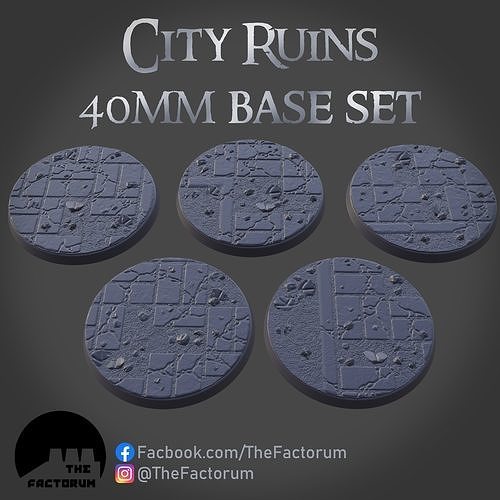 40mm City Ruins set Pre-supported 3D print model