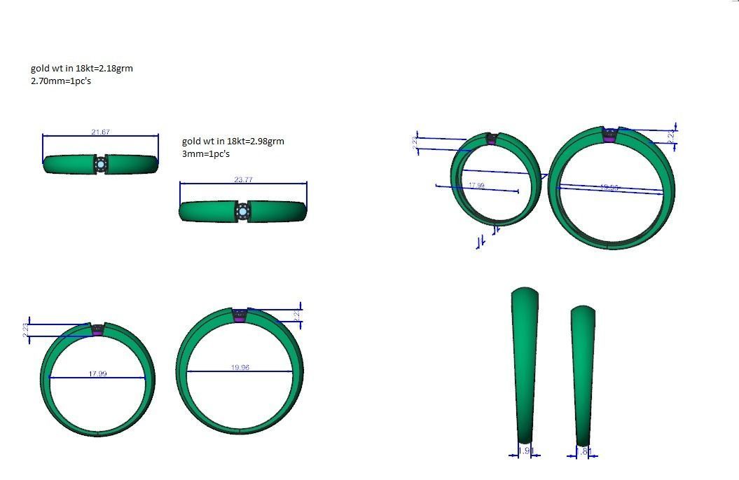 Solitaire Couple Band Ring 3dm stl render detail 3D print model_12