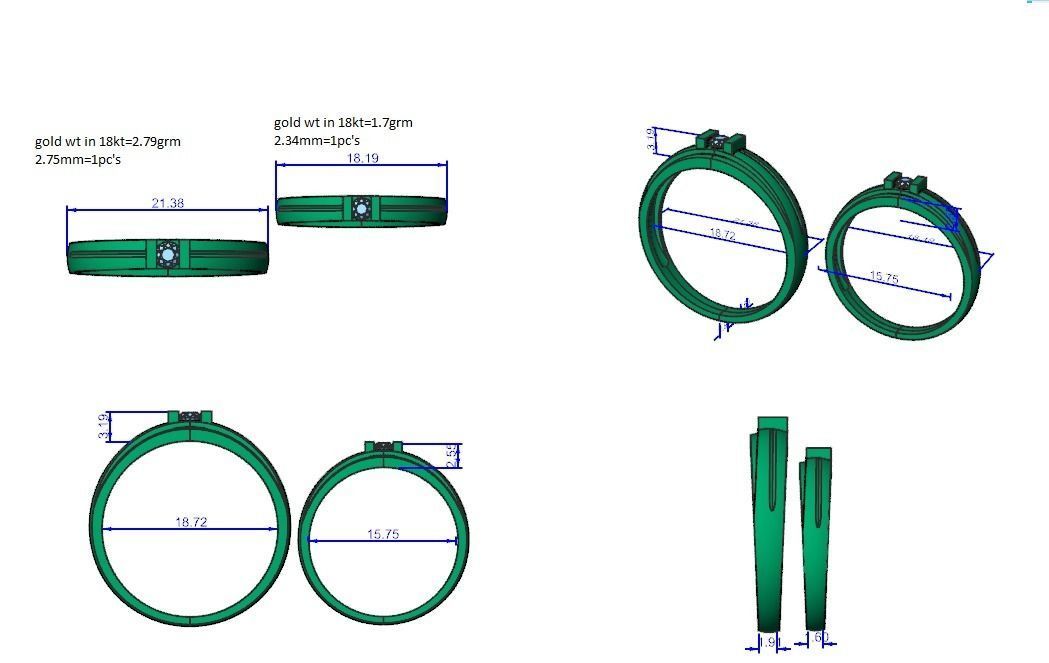 Solitaire Couple Band Ring 3dm stl render detail 3D print model_6