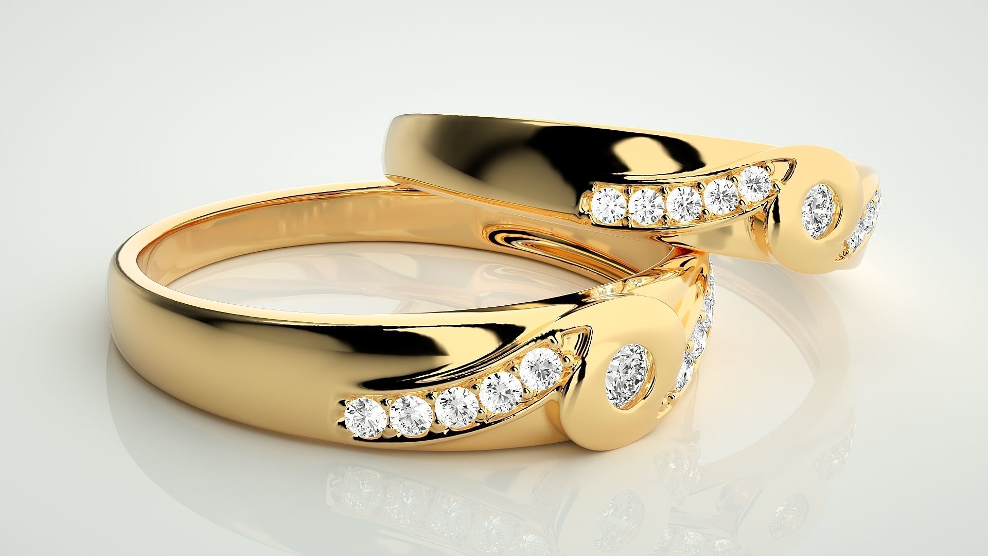 Solitaire Couple Band Ring 3dm stl render detail 3D print model_10