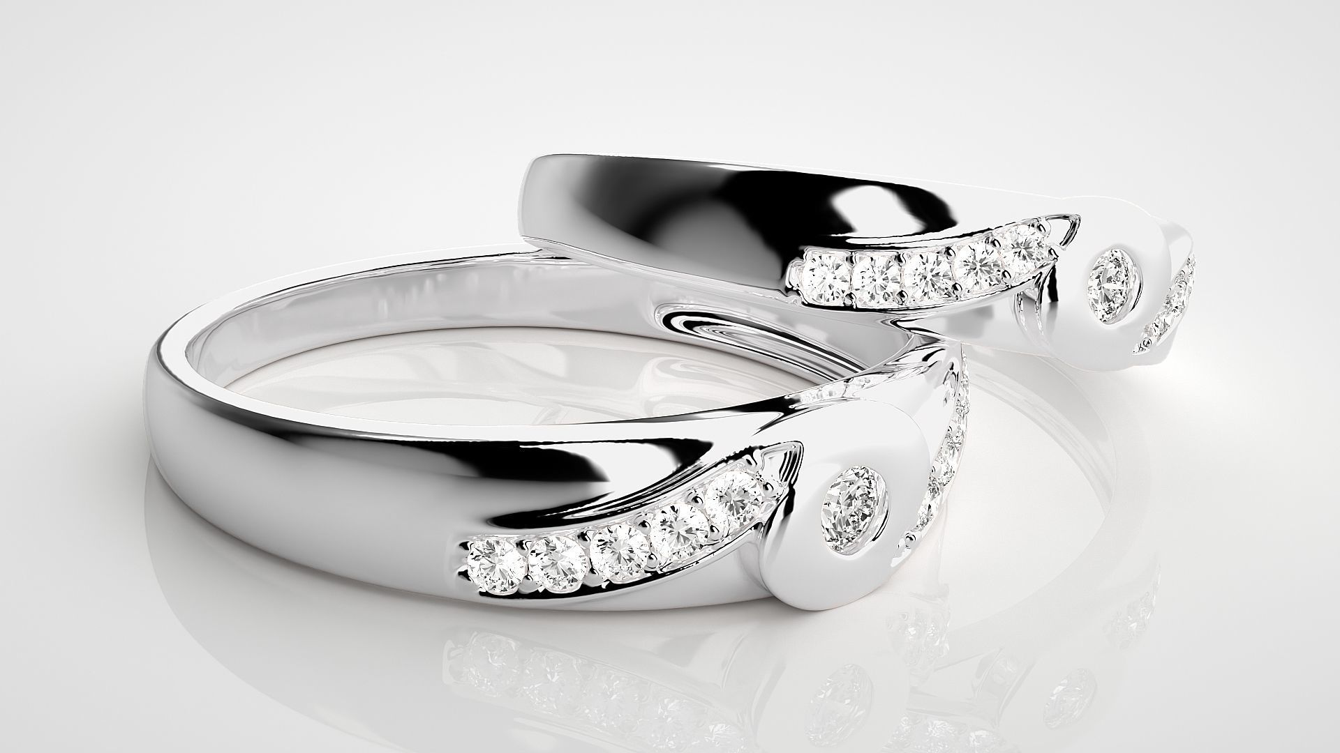 Solitaire Couple Band Ring 3dm stl render detail 3D print model_6