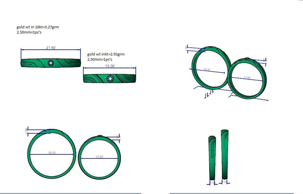 Solitaire Couple Band Ring 3dm stl render detail 3D print model_3