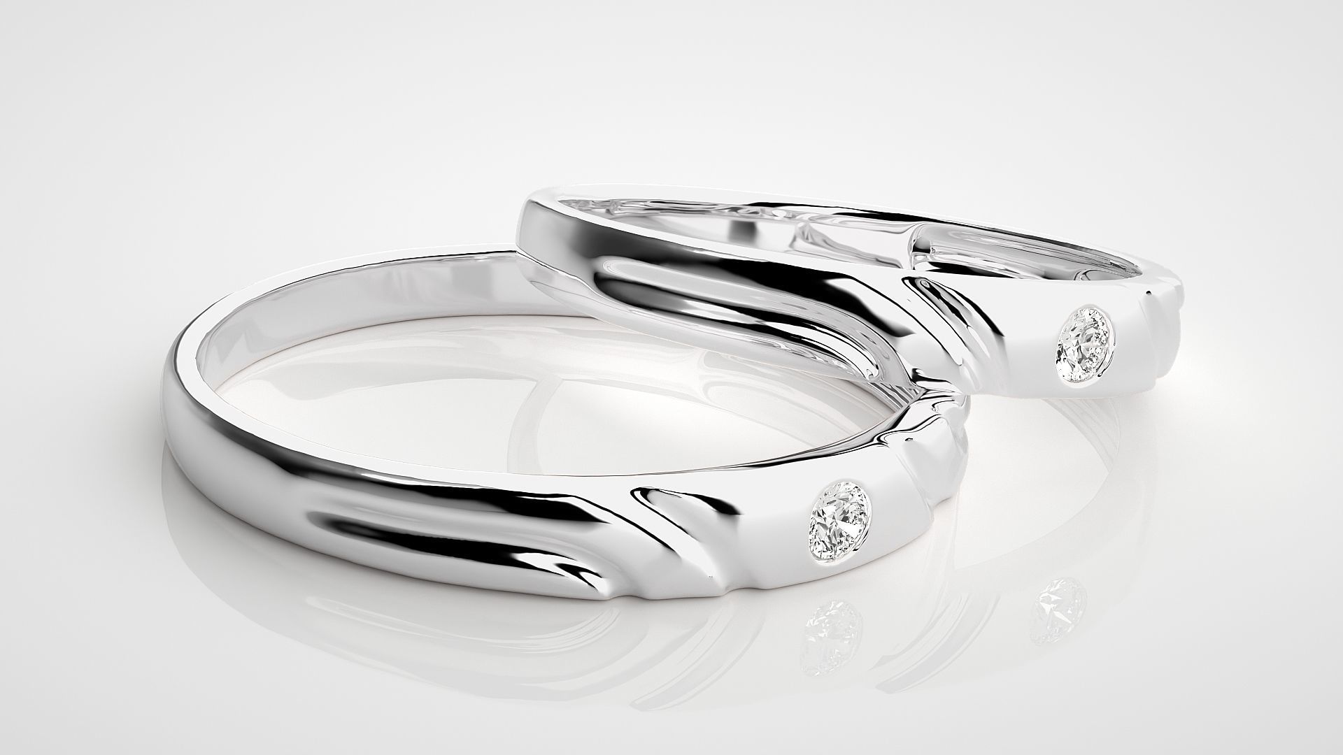 Solitaire Couple Band Ring 3dm stl render detail 3D print model_6