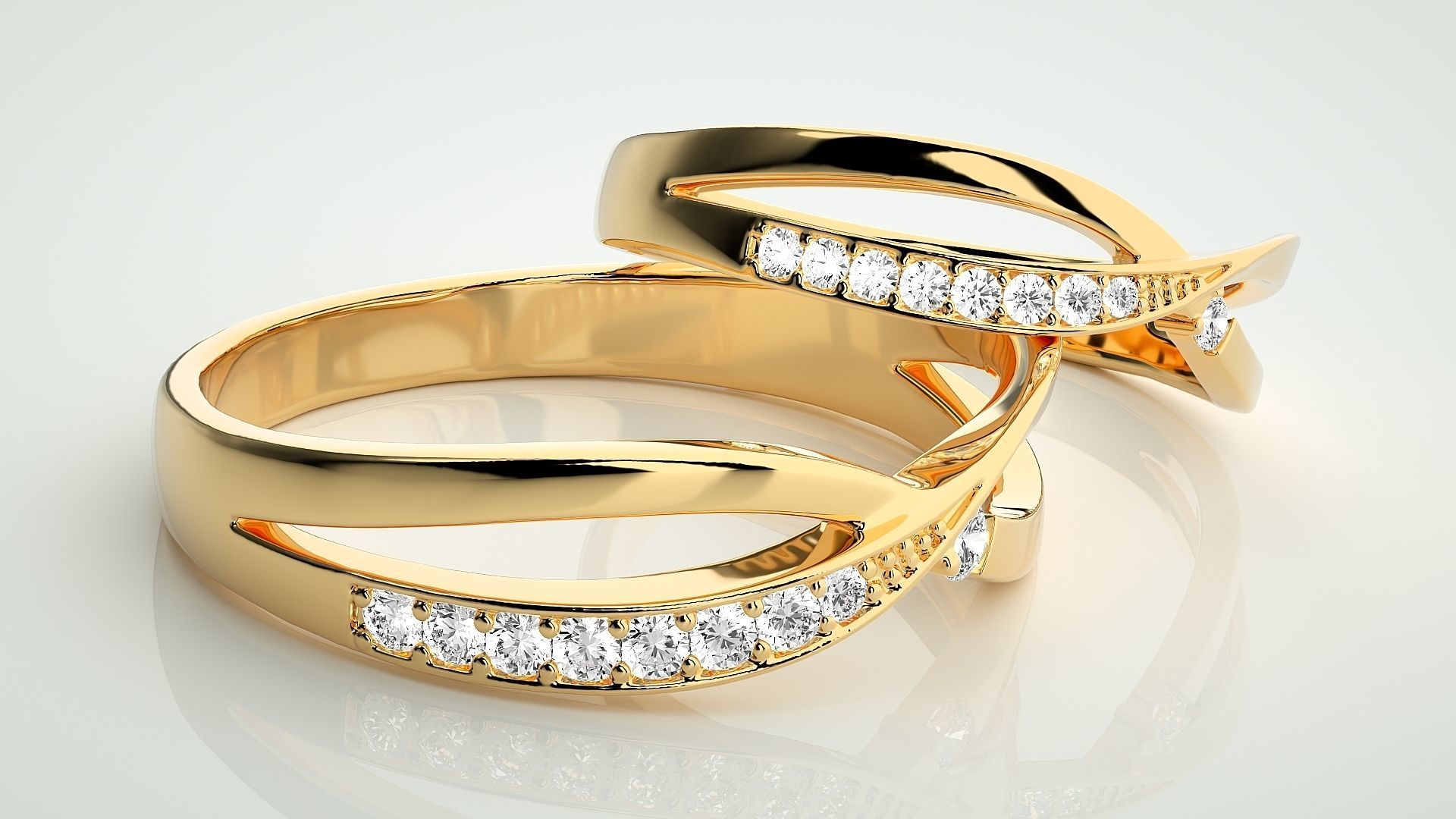 Couple Band Ring 3dm stl render detail 3D print model_10