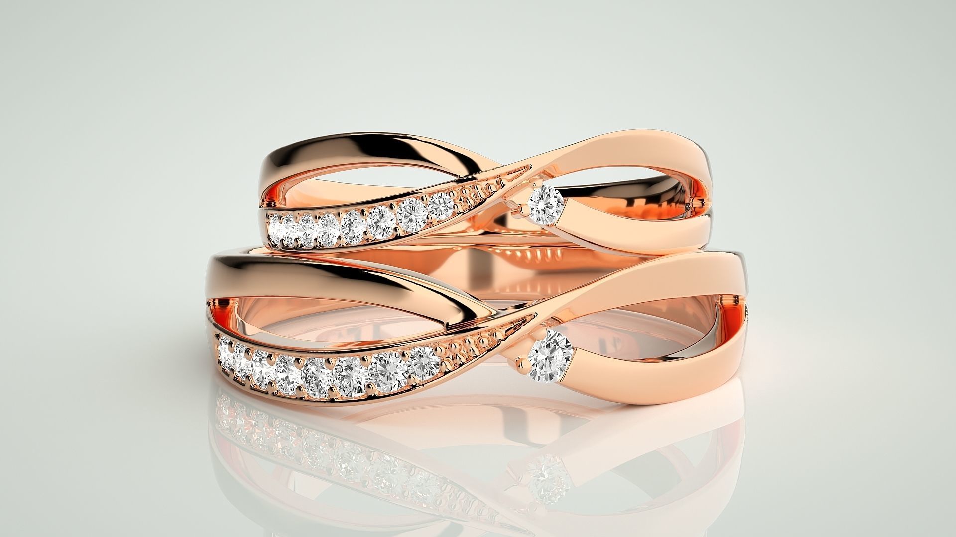 Couple Band Ring 3dm stl render detail 3D print model_2