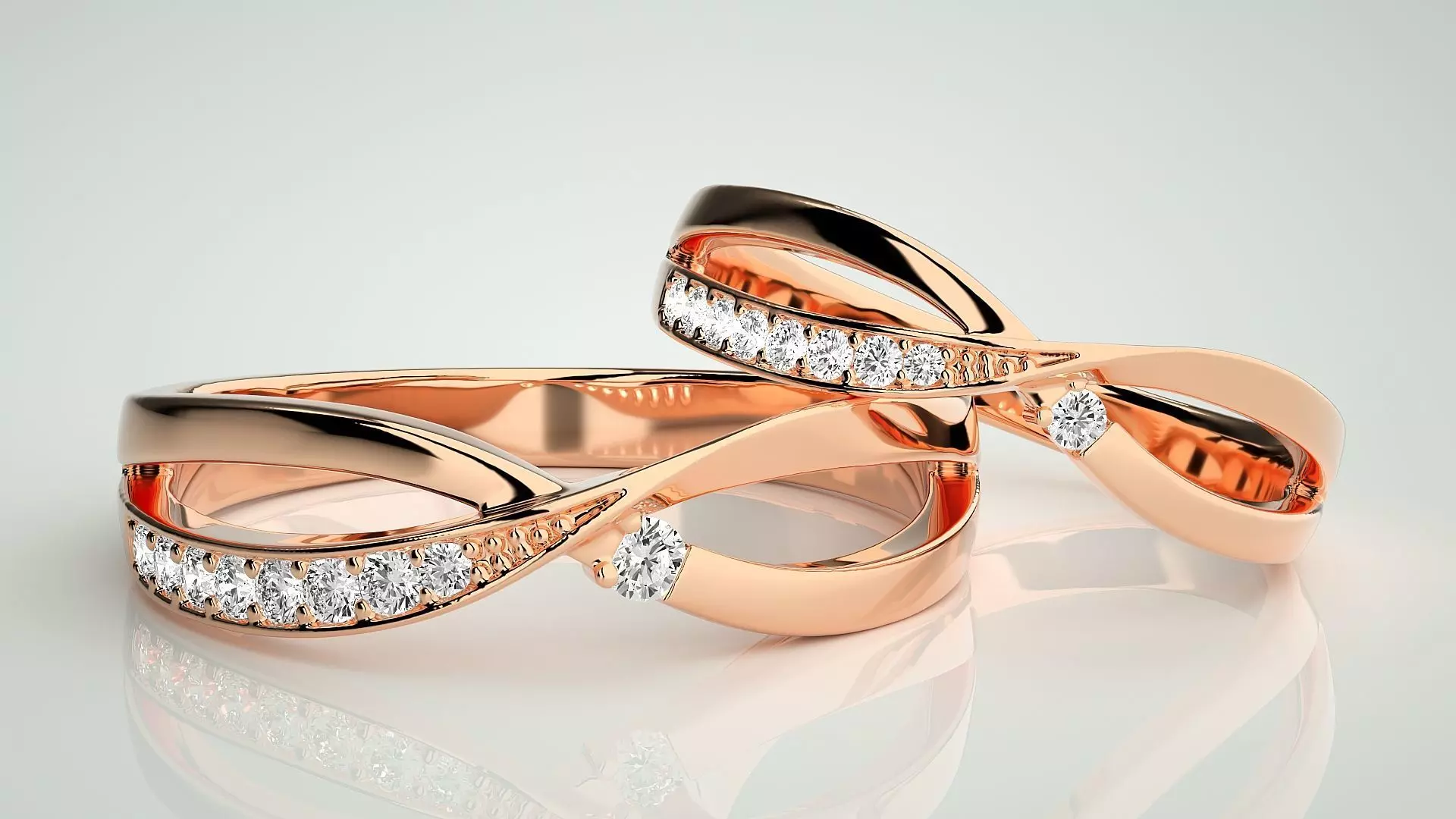 Couple Band Ring 3dm stl render detail 3D print model_0