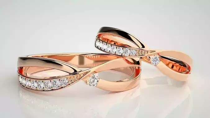 Couple Band Ring 3dm stl render detail 3D print model