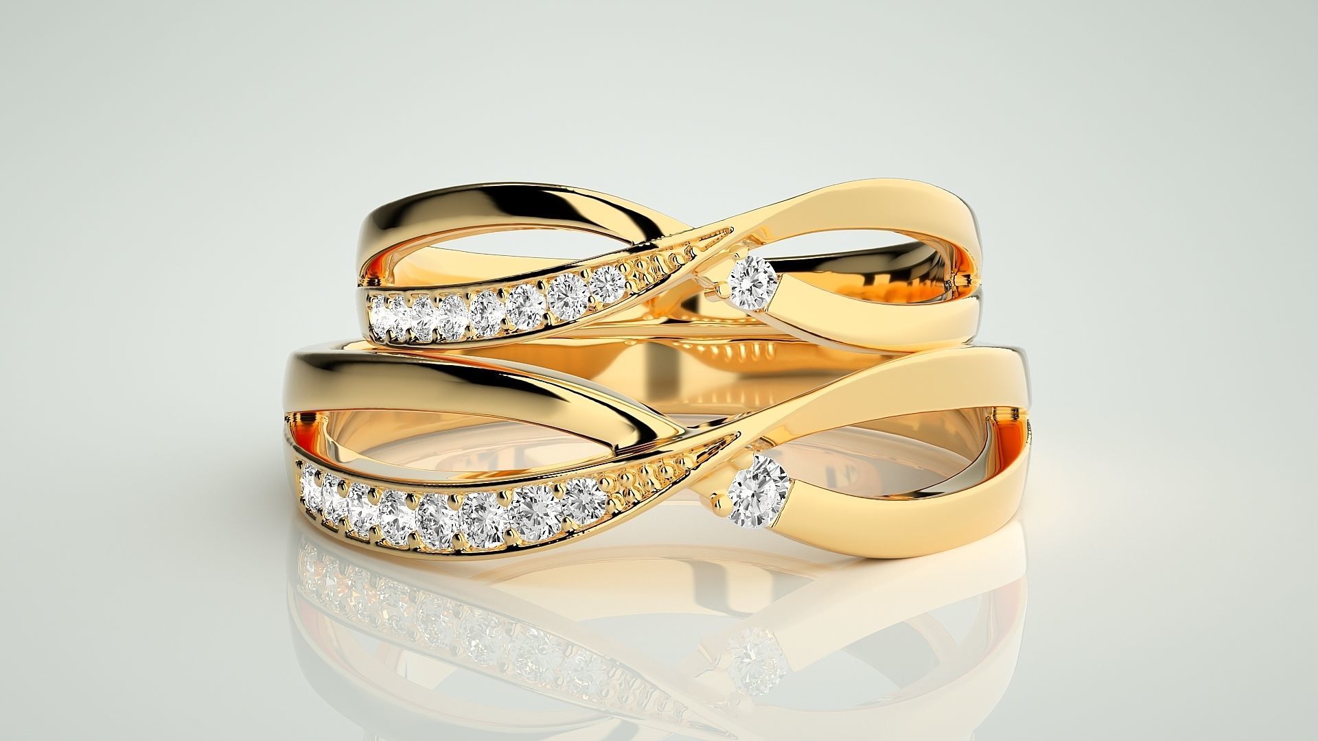 Couple Band Ring 3dm stl render detail 3D print model_11