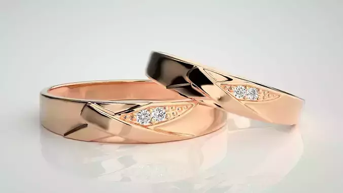 X Couple Band Ring 3dm stl render detail