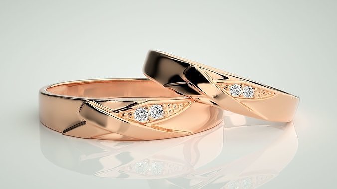 X Couple Band Ring 3dm stl render detail 3D print model