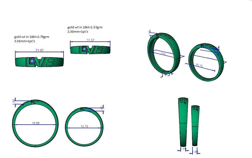 Solitaire Love Valentine Couple Band Ring 3dm stl render detail 3D print model_3