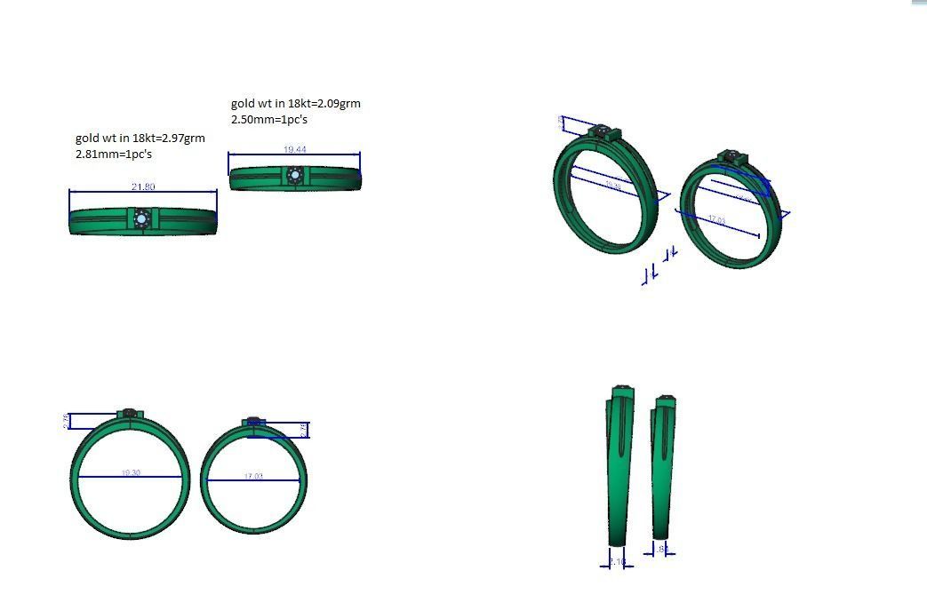 Solitaire Couple Band Ring 3dm stl render detail 3D print model_3