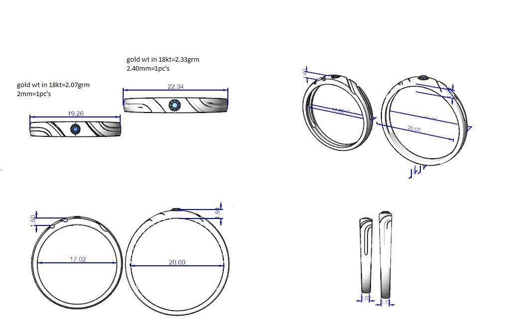 Solitaire Couple Band Ring 3dm stl render detail 3D print model_3