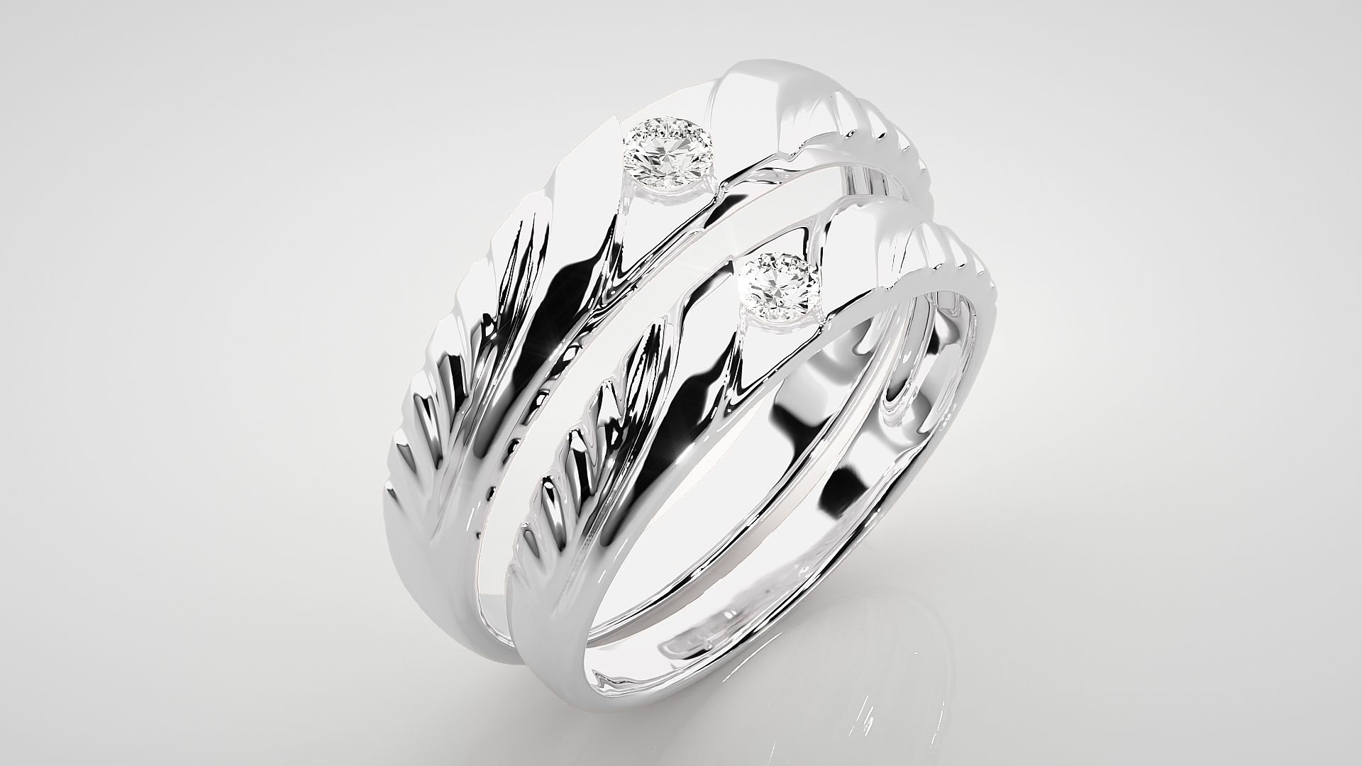 Solitaire Couple Band Ring 3dm stl render detail 3D print model_8
