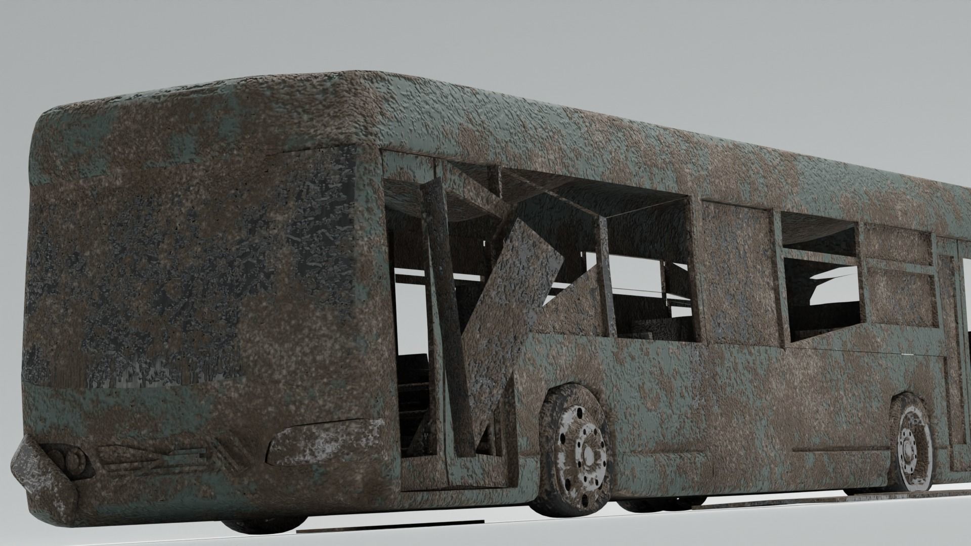 Game ready Abandoned damaged ruin wrecked Vehicle car collection 3D model_9