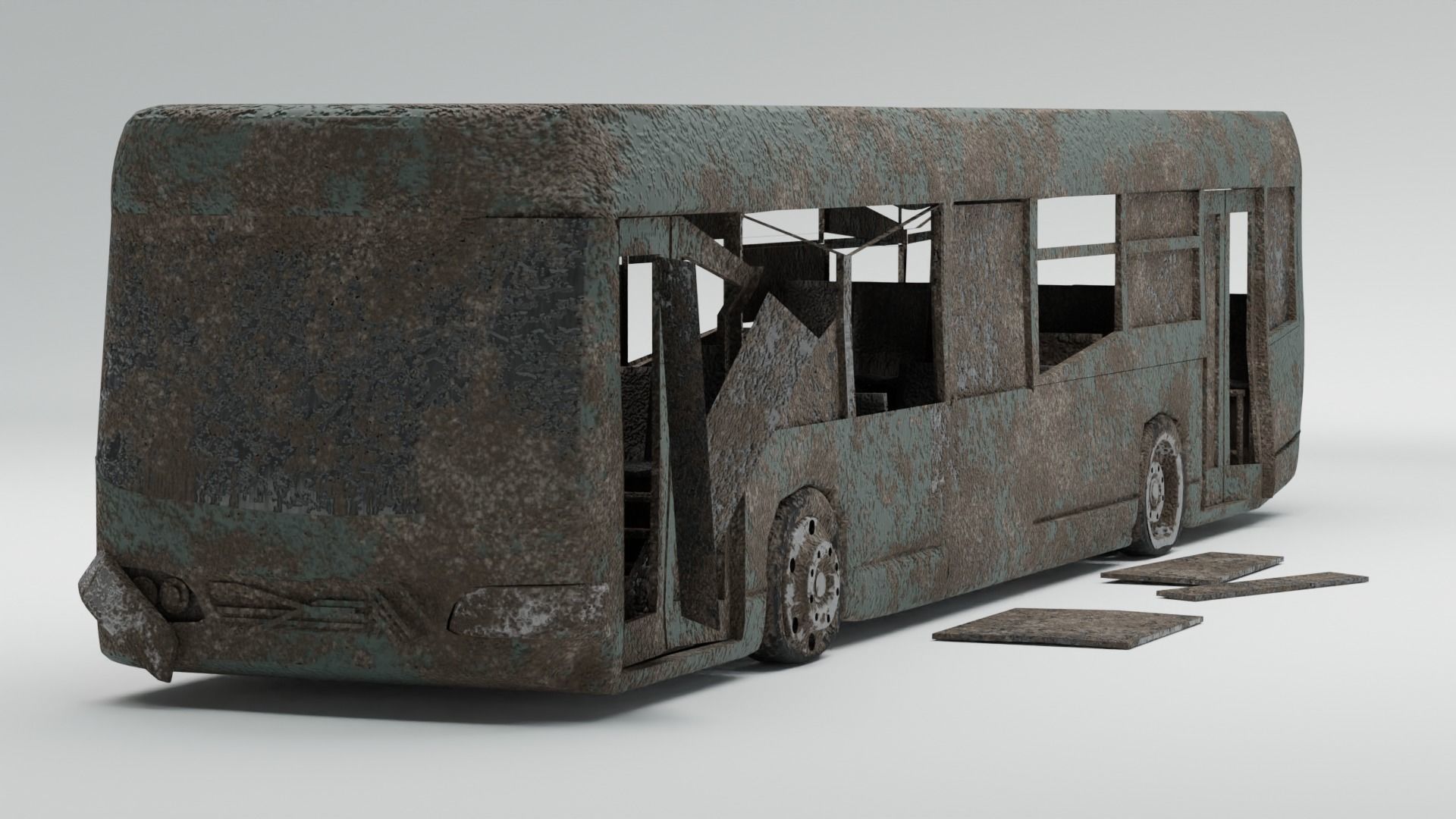 Game ready Abandoned damaged ruin wrecked Vehicle car collection 3D model_5