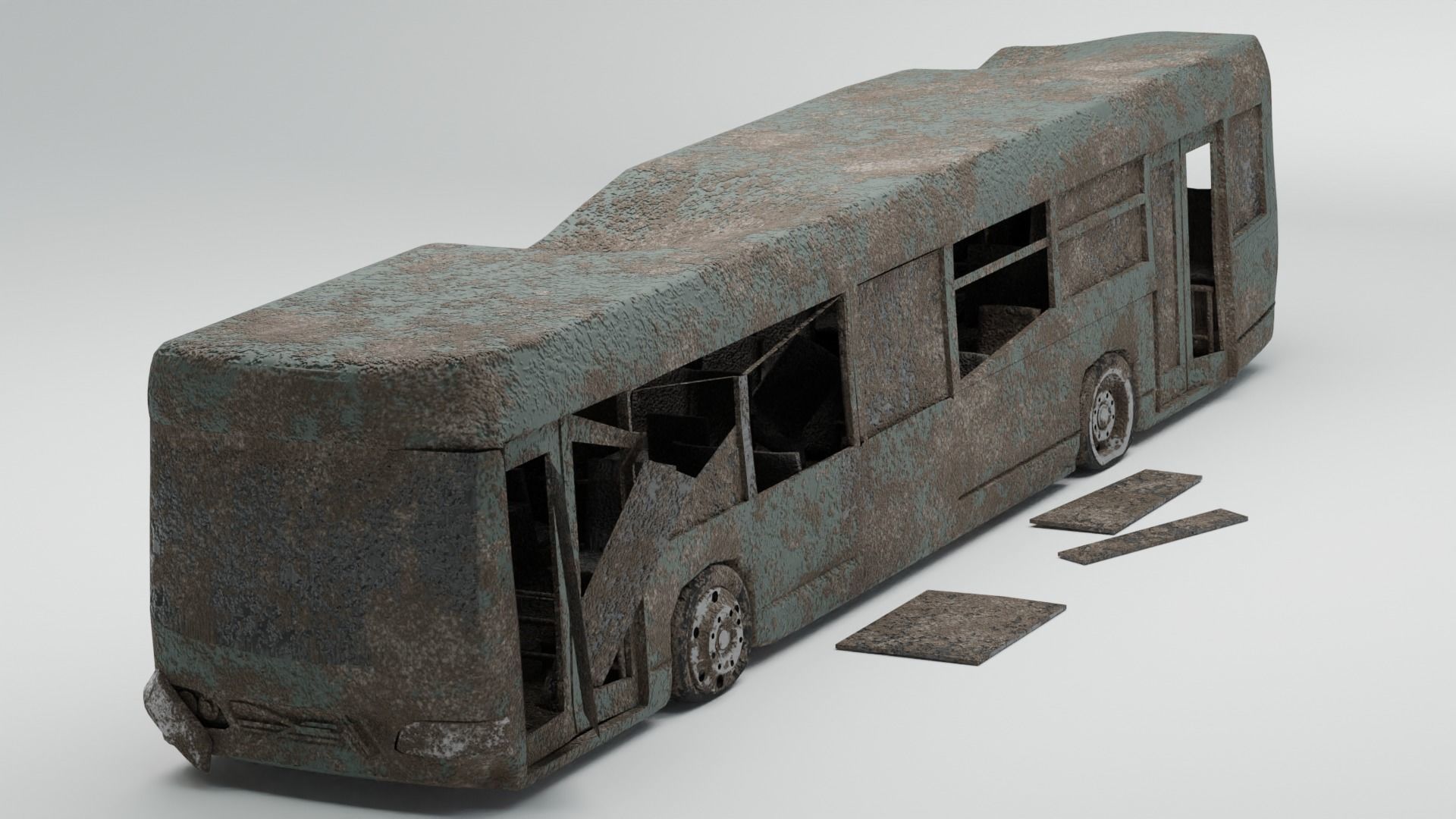 Game ready Abandoned damaged ruin wrecked Vehicle car collection 3D model_8