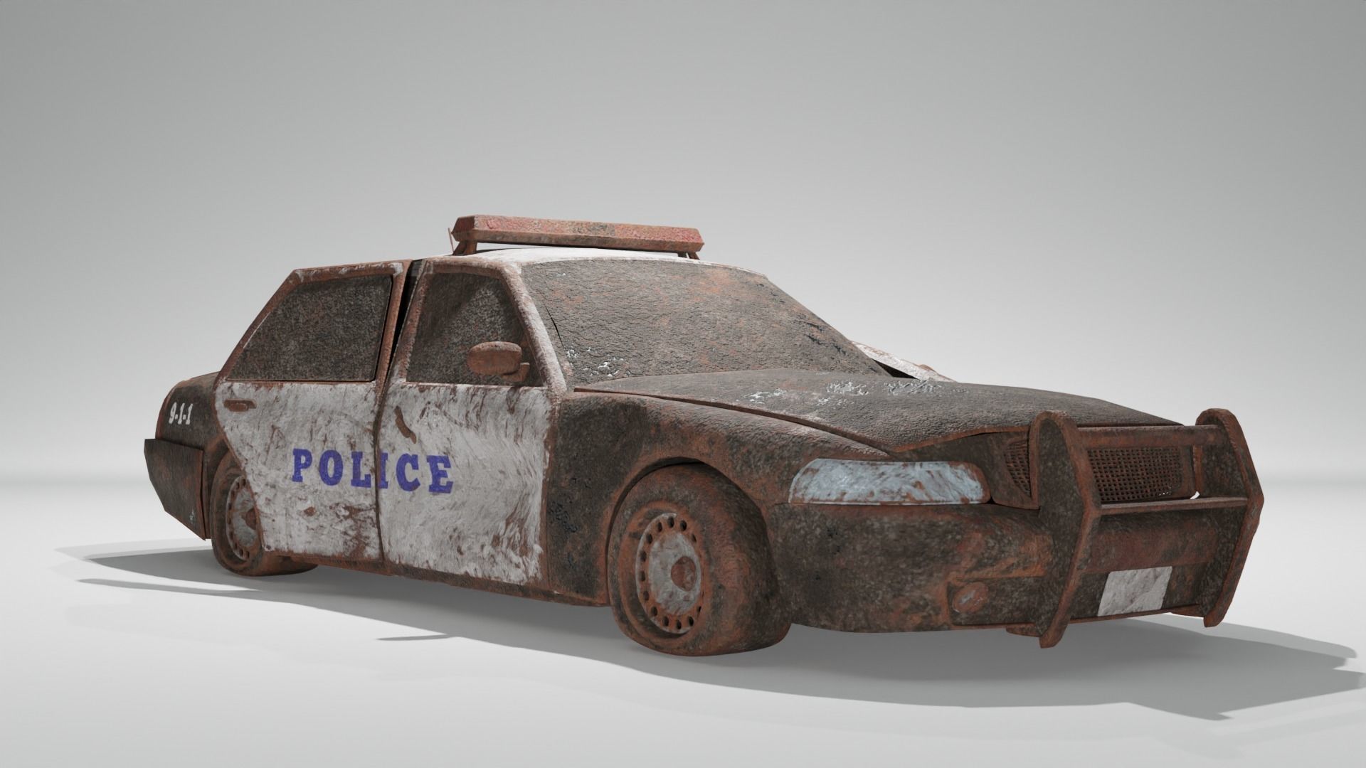 Game ready Abandoned damaged ruin wrecked Vehicle car collection 3D model_13