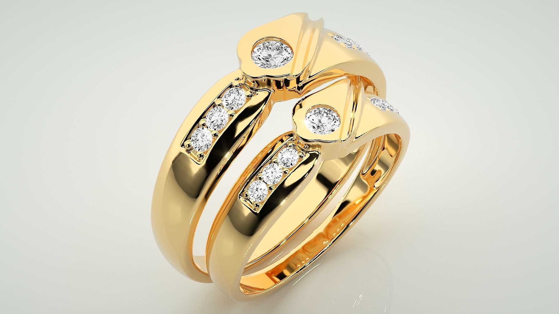 Solitaire Couple Band Ring 3dm stl render detail 3D print model_12